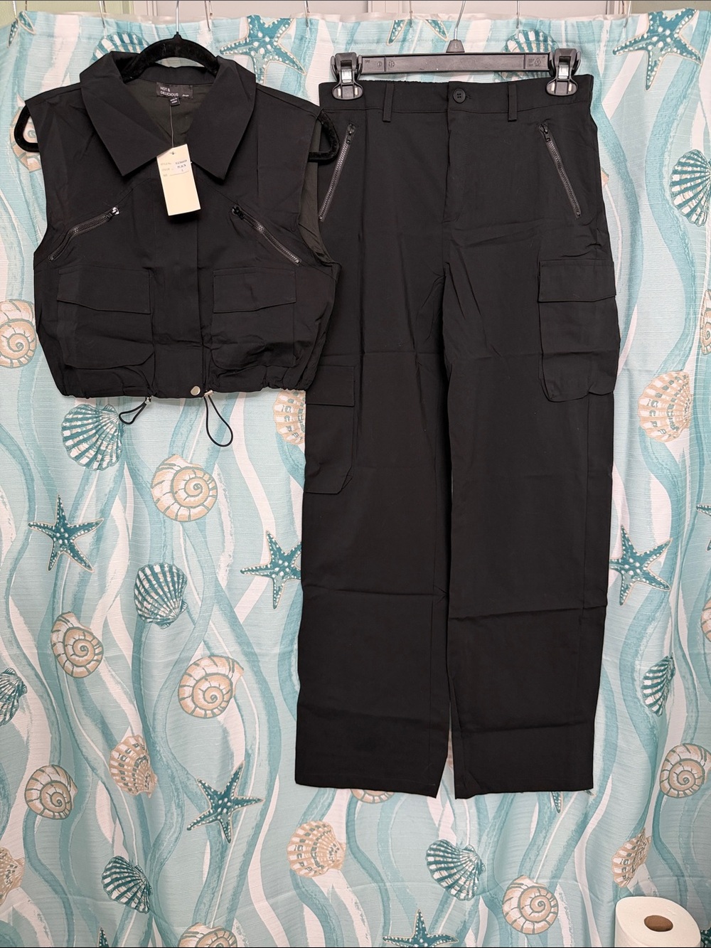 Hot & Delicious Black Cargo Jumpsuit Set